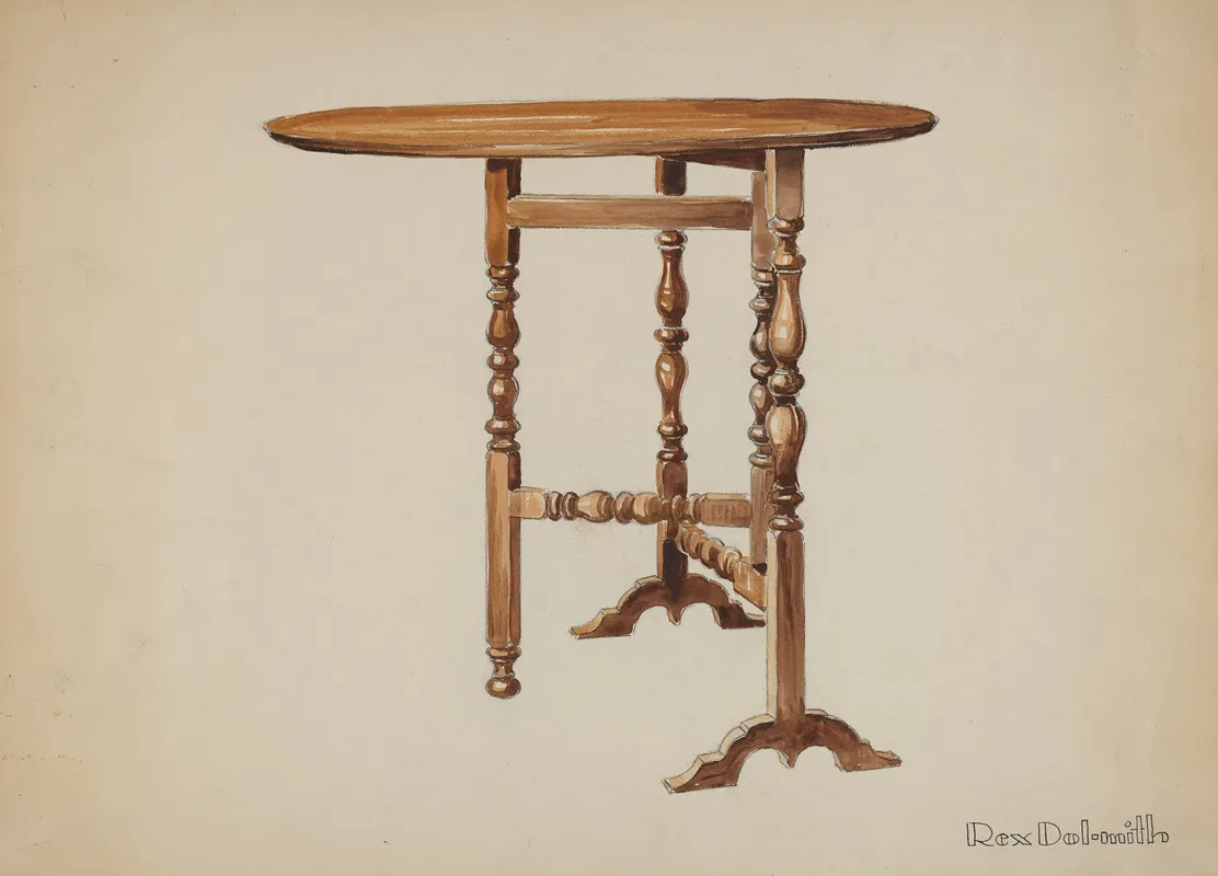 Three Legged Gate Leg Table by Rex Dolmith - Canvas Print