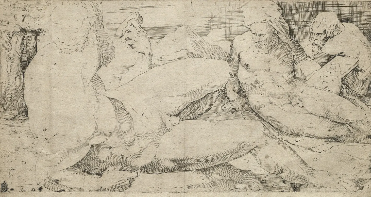 Three Male Nudes by Domenico Beccafumi - Canvas Print