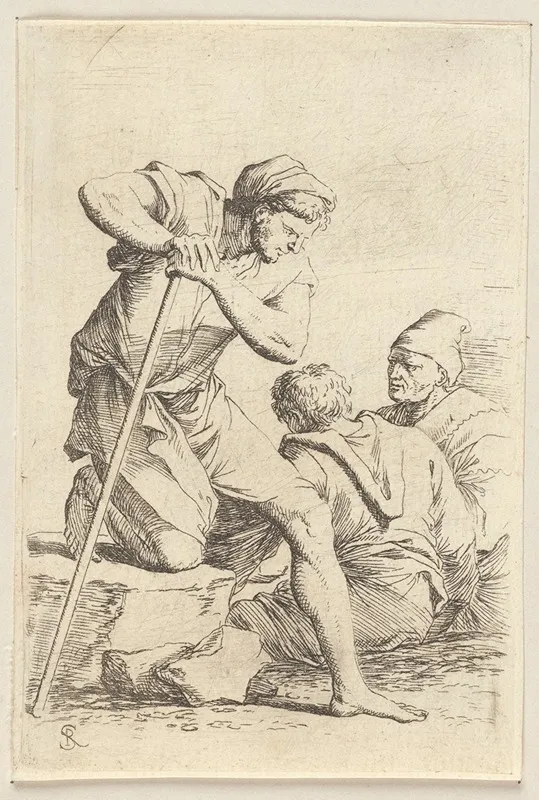 Three Men In Conversation by Salvator Rosa - Canvas Print