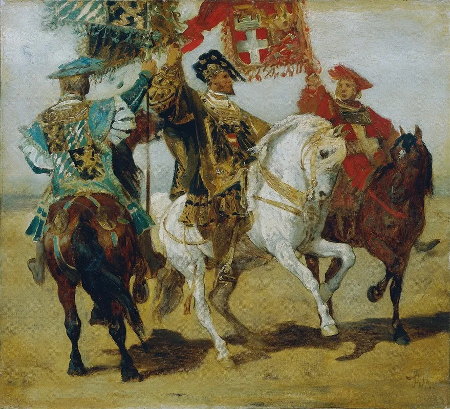 Three Mounted Standard Bearers by Hans Makart - Canvas Print