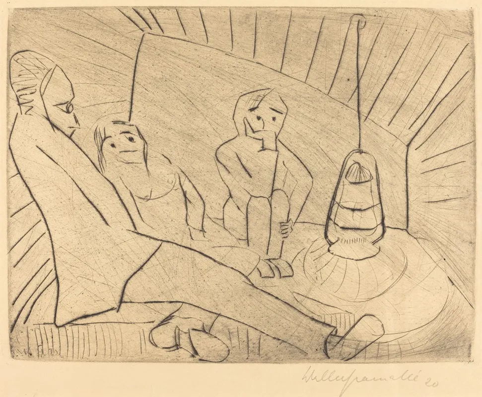 Three People In An Atelier by Walter Gramatté - Canvas Print