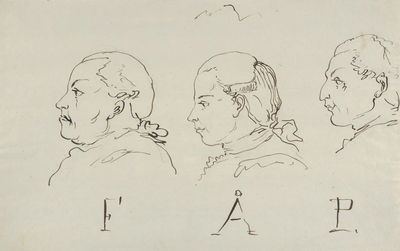 Three Portraits In Profile by Carl August Ehrensvärd - Canvas Print