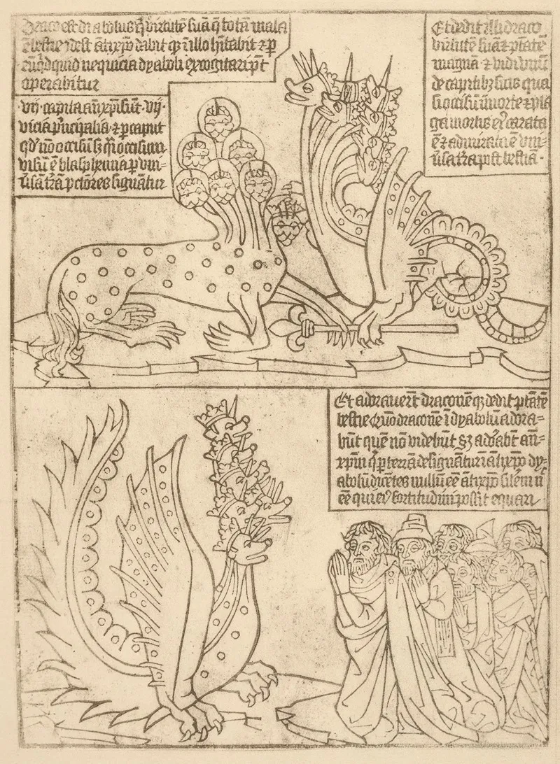 Three Scenes With Seven Headed Dragons One Scene Of Angels