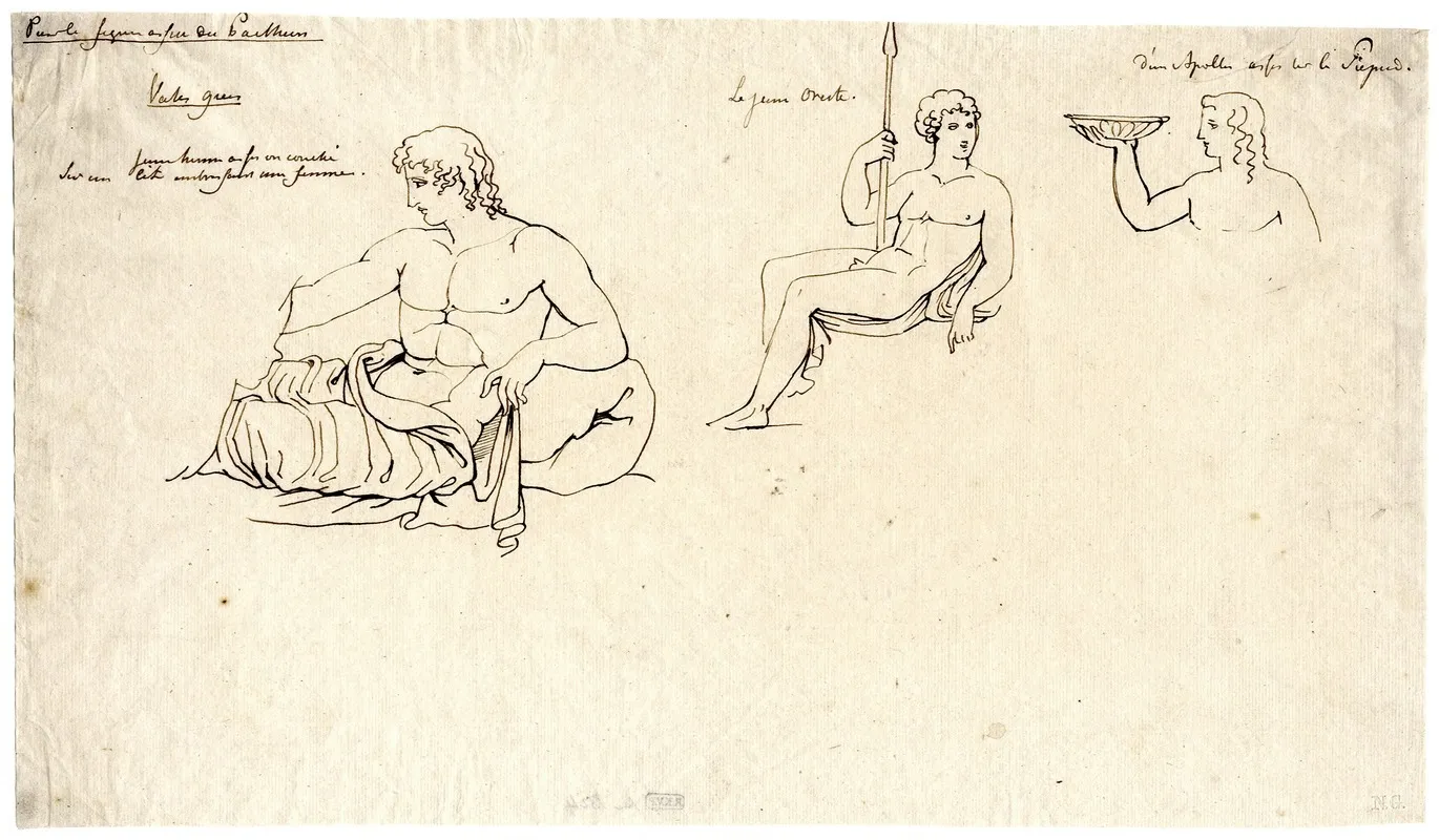 Three Sitting Figures Orestes Apollo And An Unidentifiable Youth by David Humbert de Superville - Canvas Print