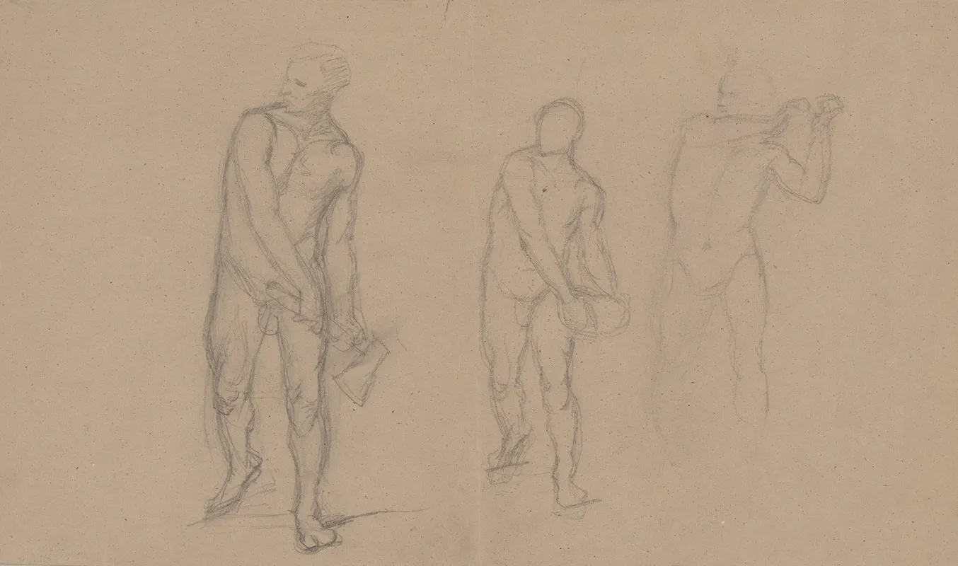Three Sketches Of Male Nudes For The Painting Martyrdom Of St Matthias