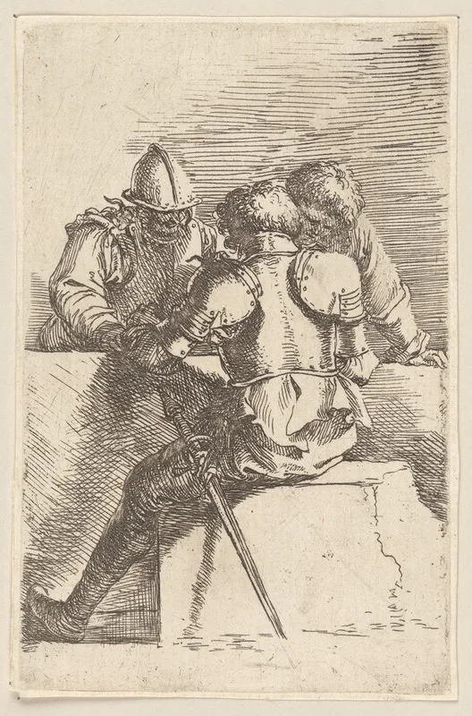 Three Soldiers In Conversation