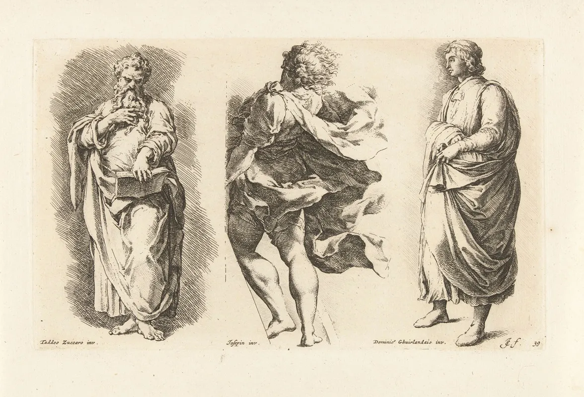 Three Standing Men 2 by Jan de Bisschop - Canvas Print
