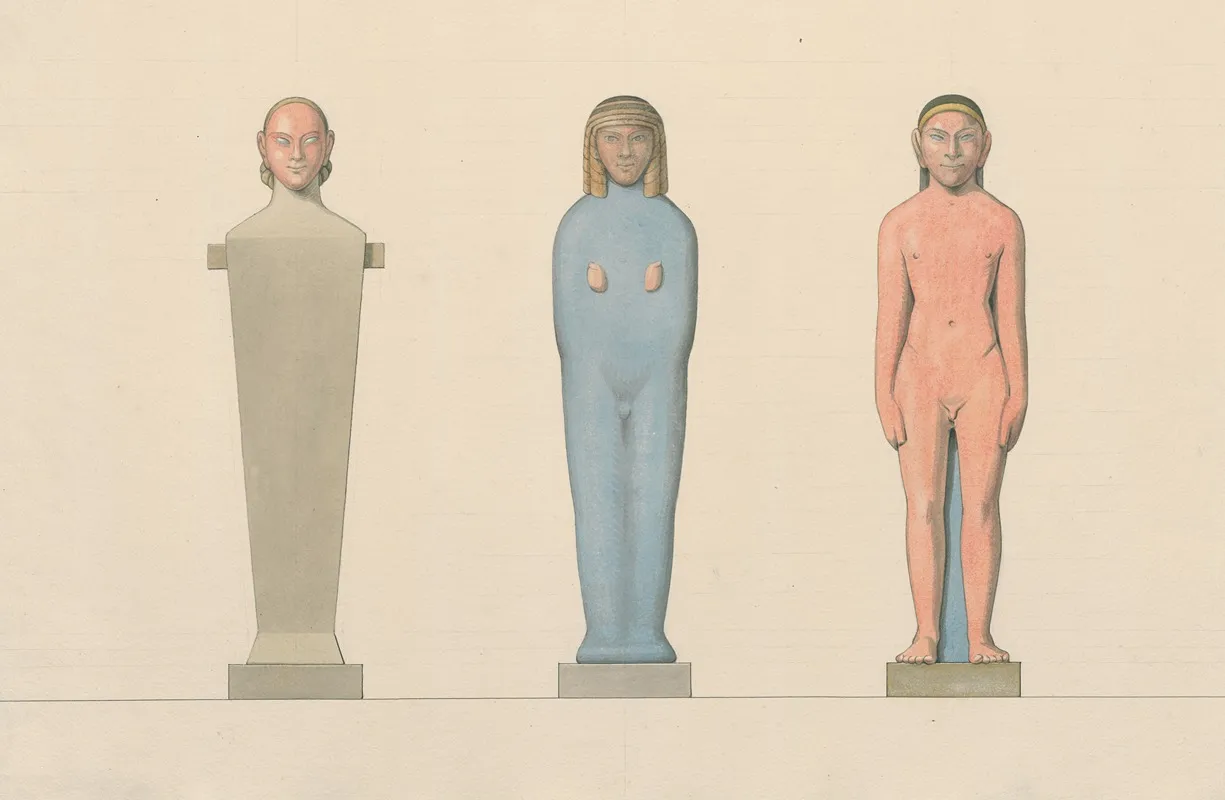 Three Statues Showing The Evolution Of Sculpture by David Humbert de Superville - Canvas Print