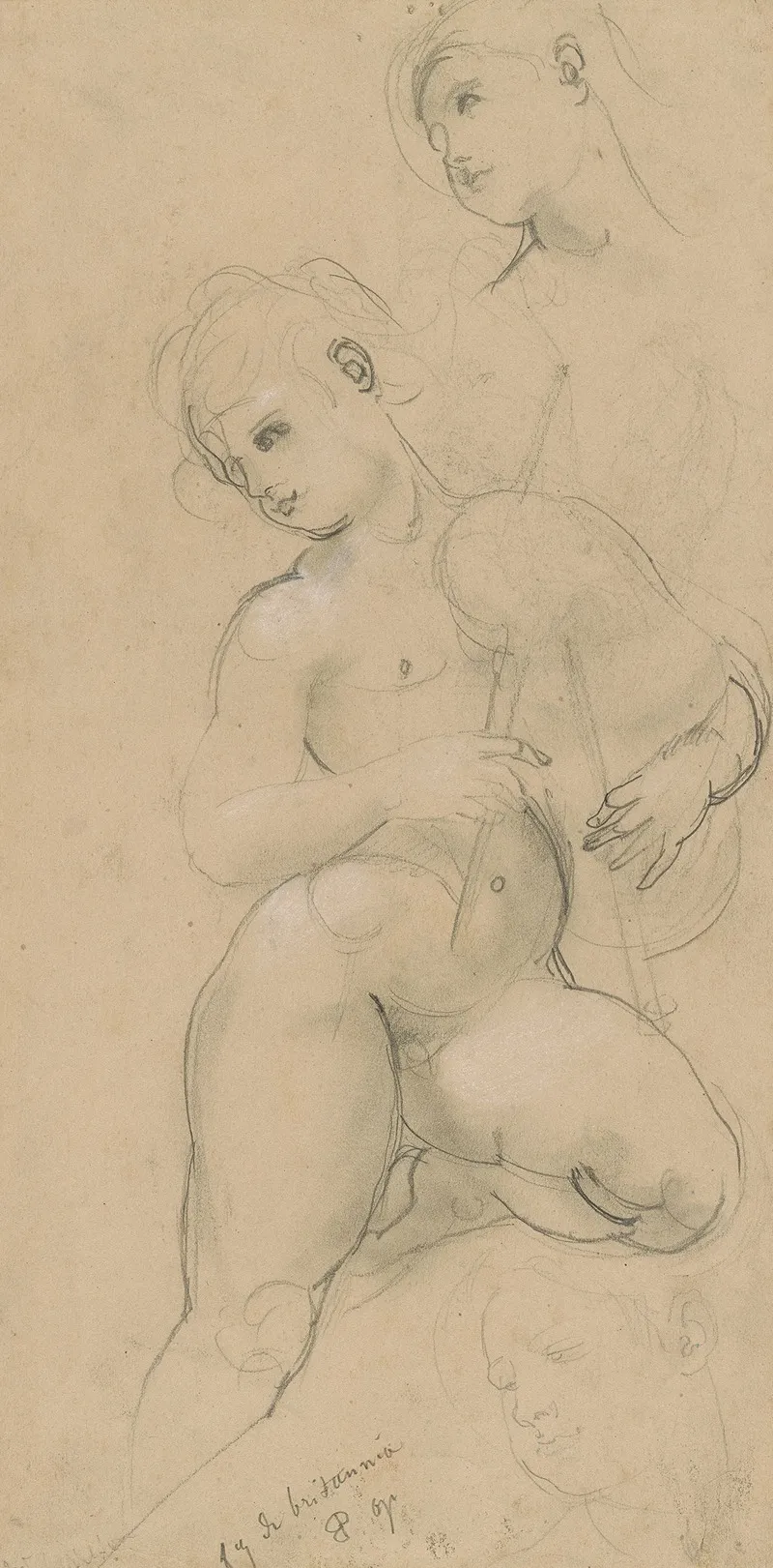 Three Studies Of A Nude Holding A Bagpipe