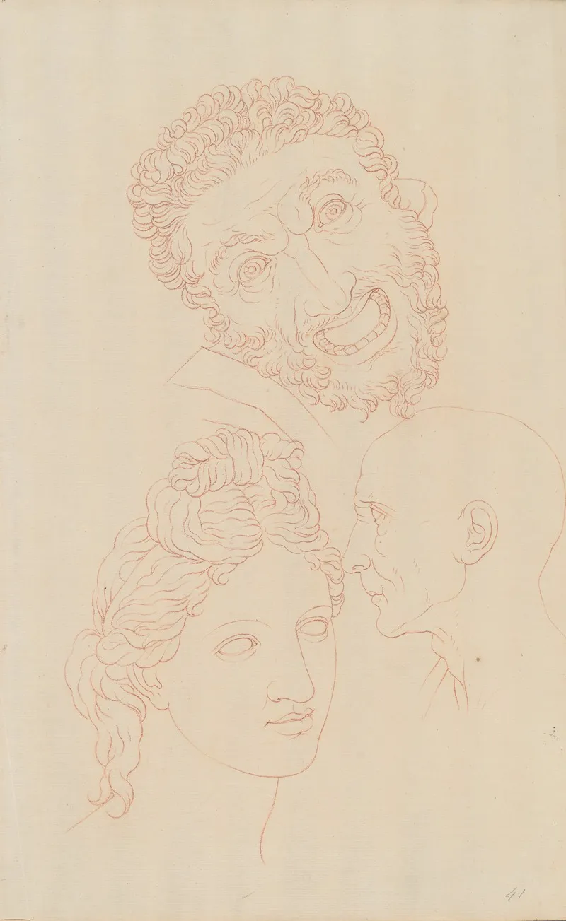 Three Studies Of Heads From Classical Figures by Giles Hussey - Canvas Print