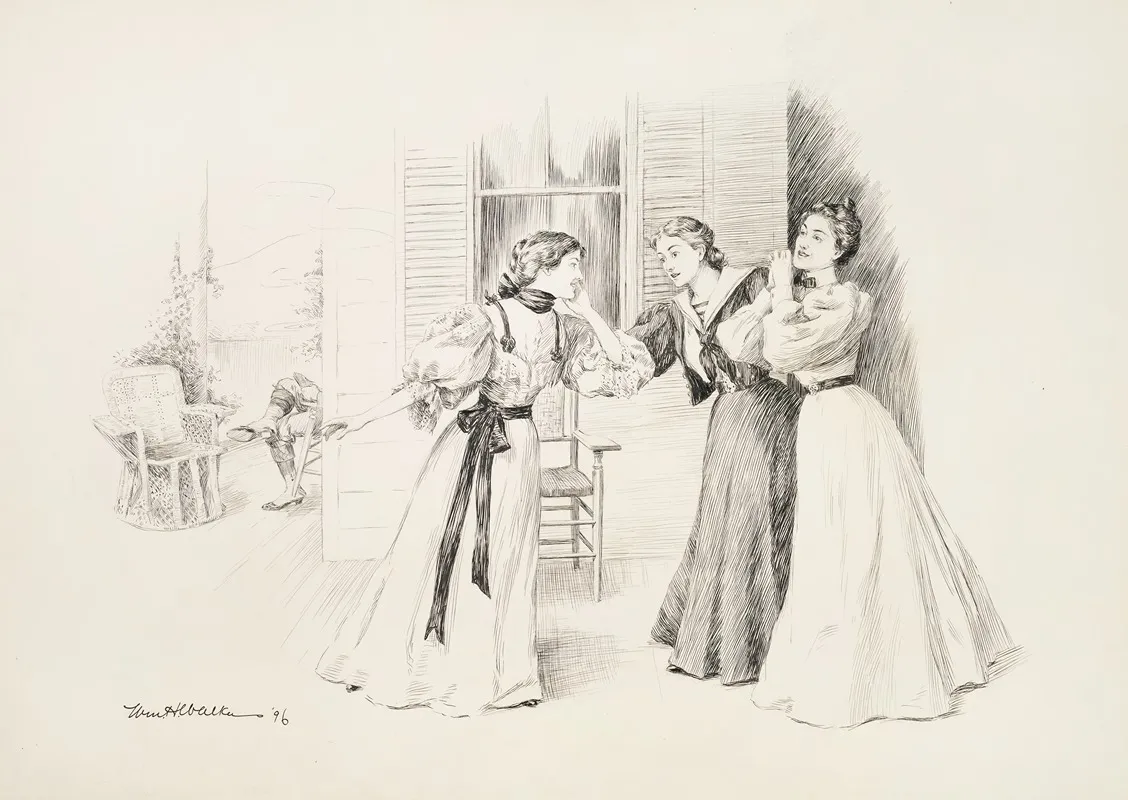 Three Women Laughing Together With A Fourth Reading Around The Corner