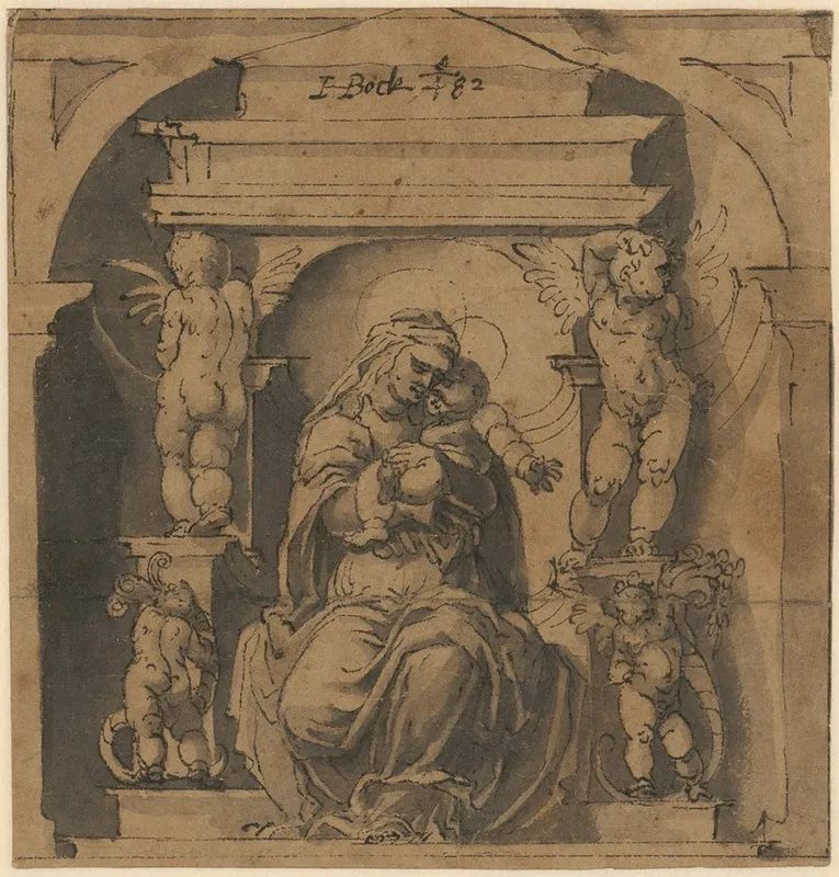 Thronende Madonna Mit Kind In Einer Nische