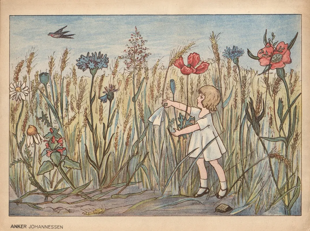Thumbelina Farewell To The Sun And The Flowers by Anker Johannesens Forlag - Canvas Print