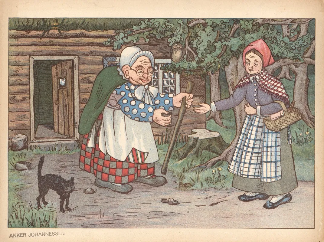 Thumbelina The Witch Gives The Woman The Barleycorn by Anker Johannesens Forlag - Canvas Print