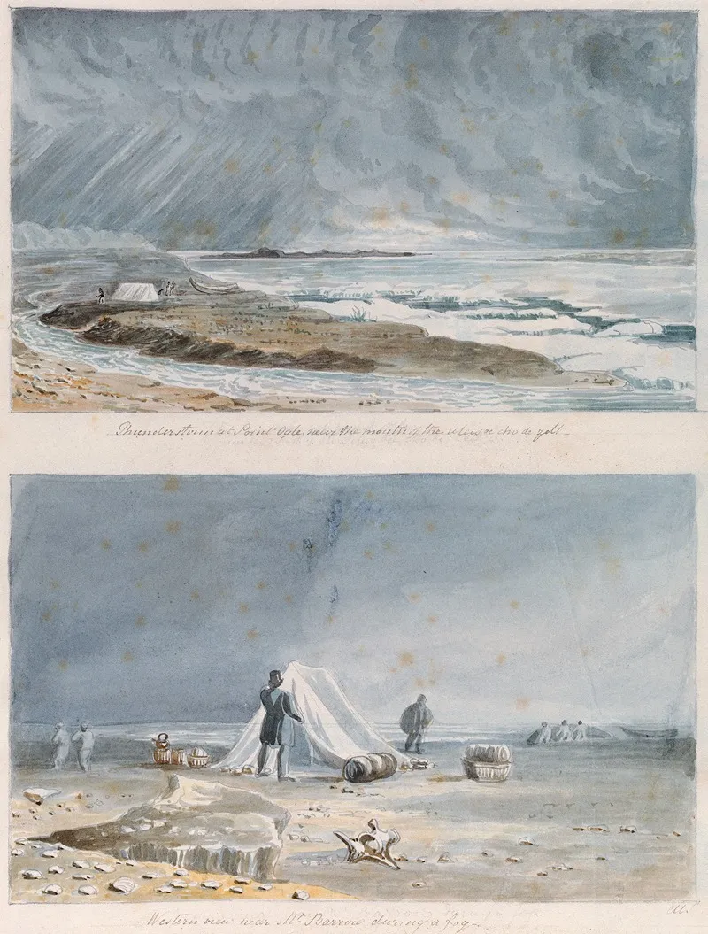 Thunderstorm At Point Ogle Near The Mouth Of The Thlewechodyeth And Western View Near Mount Barrow During A Fog