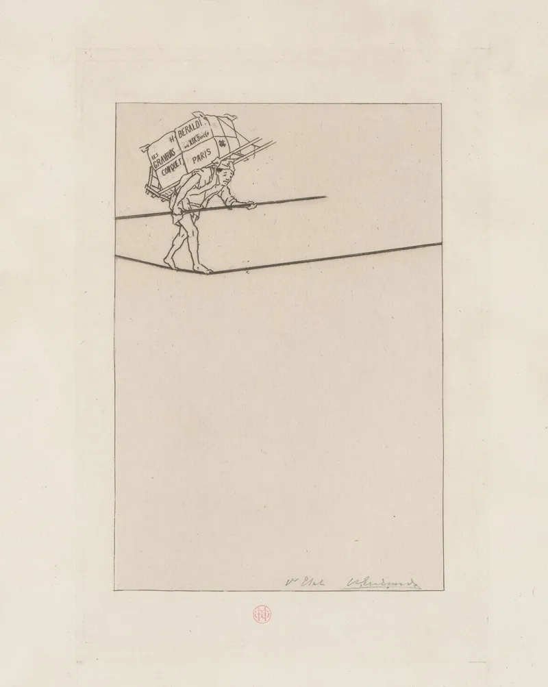 Tightrope Walker With Package On His Back