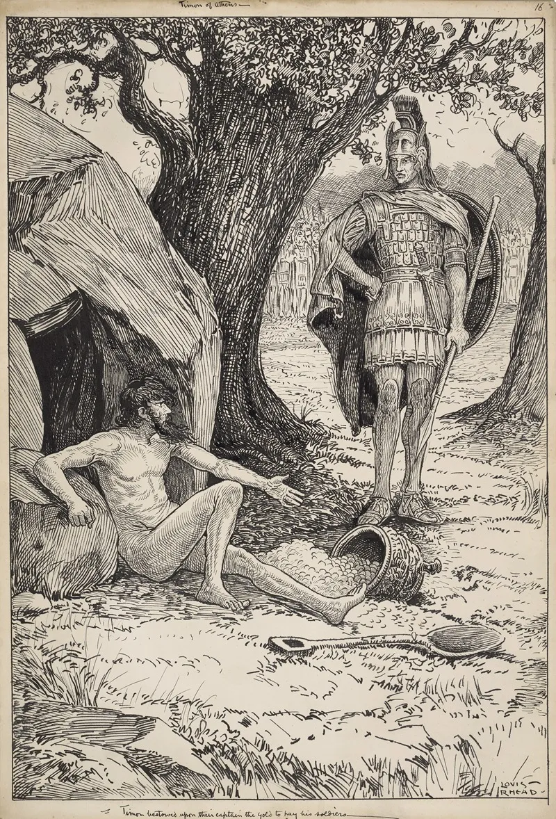 Timon Of Athens Timon Bestowed Upon Their Captain The Gold To Pay His Soldiers Louis Rhead