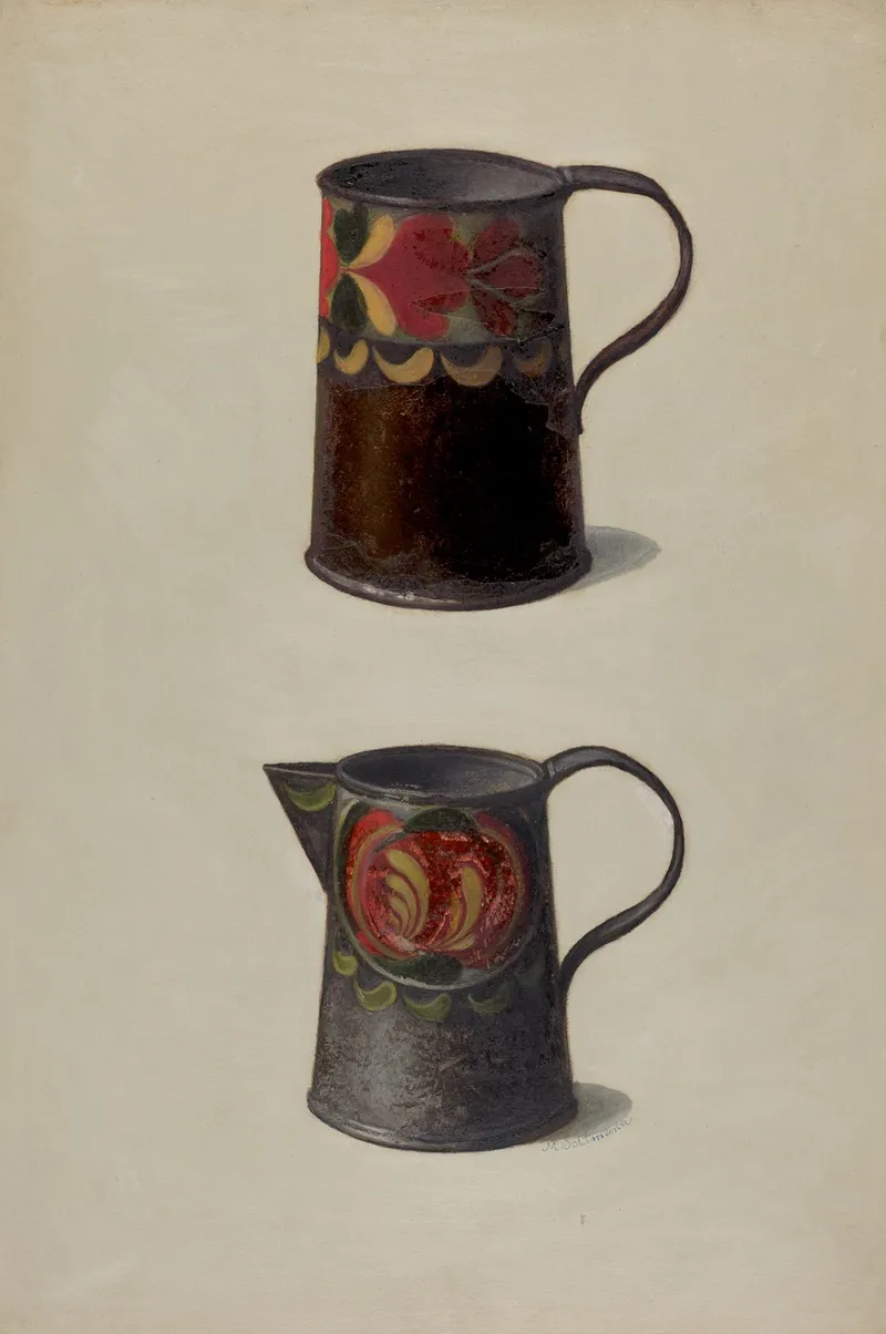 Tin Cup And Pitcher by Max Soltmann - Canvas Print