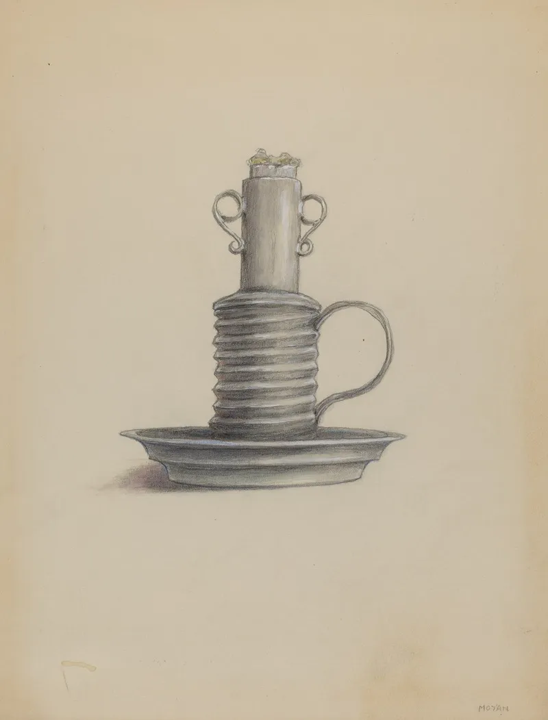 Tin Lard Lamp by Franklin C. Moyan - Canvas Print