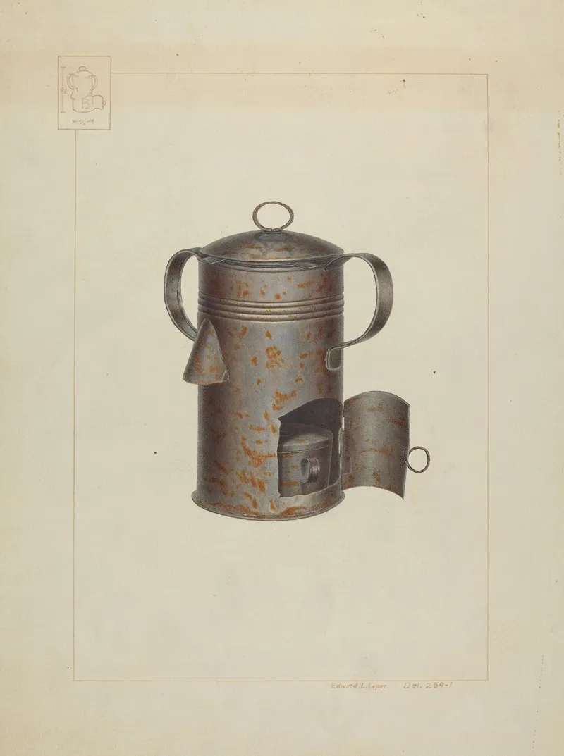 Tin Milk Warmer by Edward L. Loper - Canvas Print