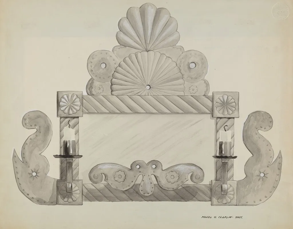 Tin Mirror Frame With 2 Candle Sockets