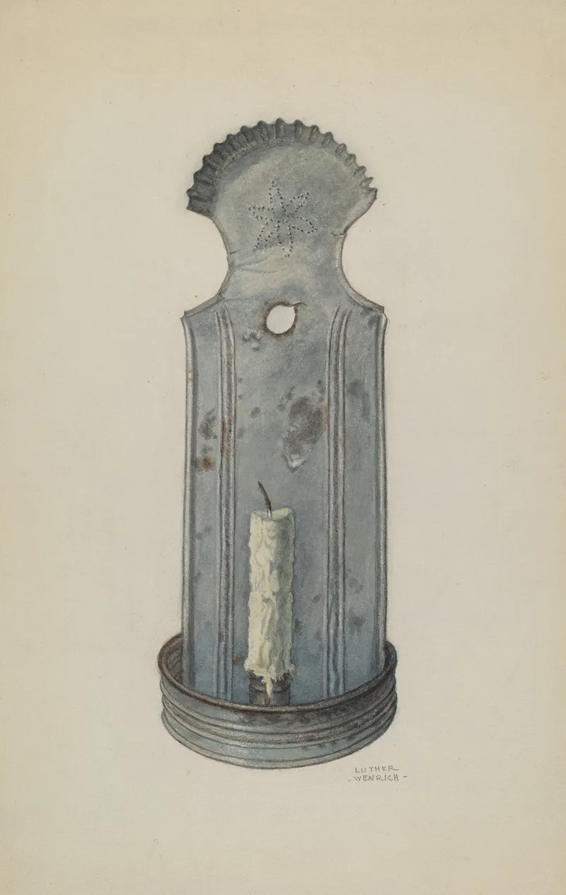 Tin Wall Sconce by Luther D. Wenrich - Canvas Print