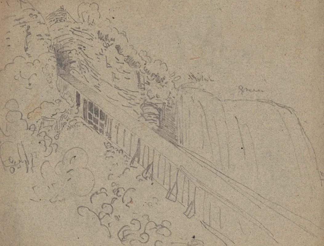Tipple On Mountain Side Extending From Mine Opening On Upper Left To Bottom Right