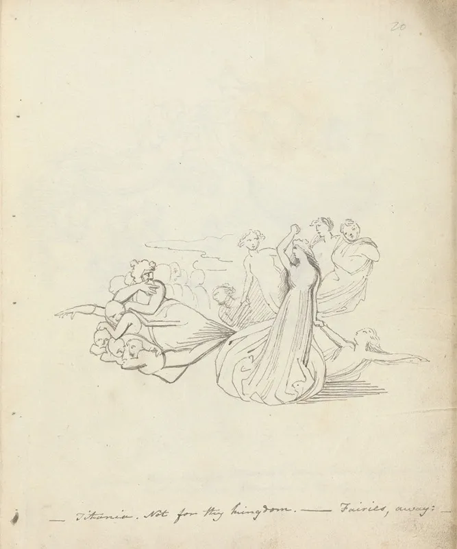 Titania Not For Thy Kingdom Fairies Away by John Flaxman - Canvas Print