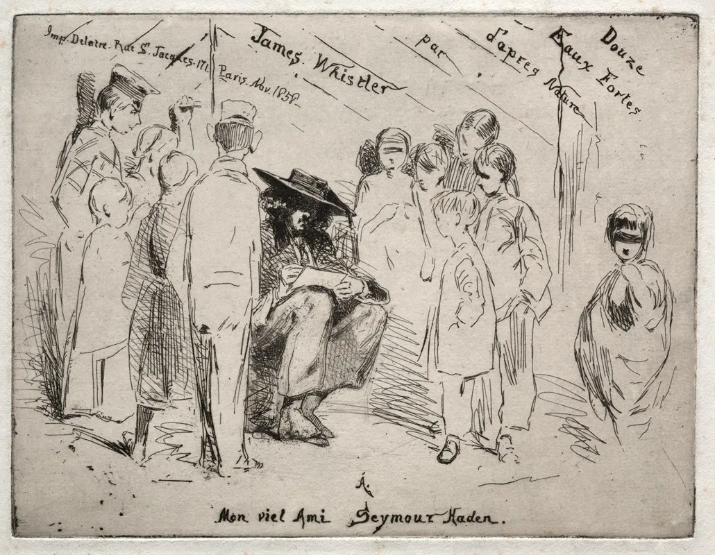 Title Page Delauney Sketching 2 by James Abbott McNeill Whistler - Canvas Print