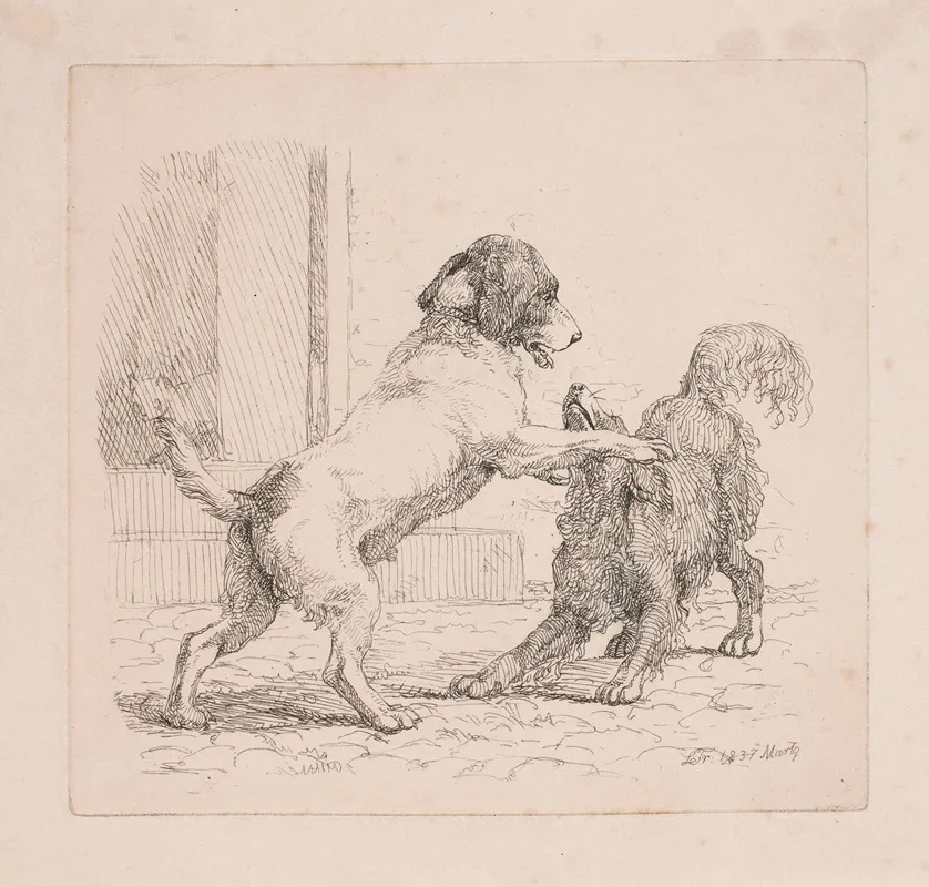 To Legende Hunde by Lorenz Frølich - Canvas Print