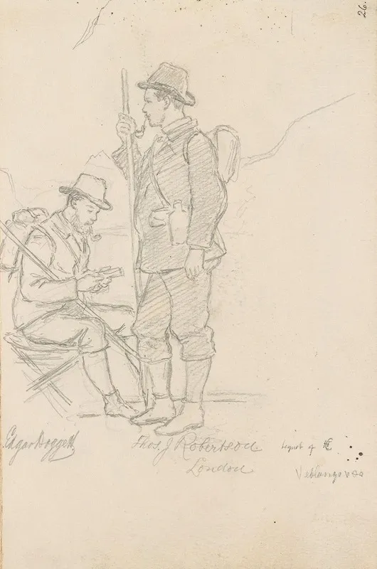 To Mannsfigurer Veblungsnes by Hans Gude - Canvas Print