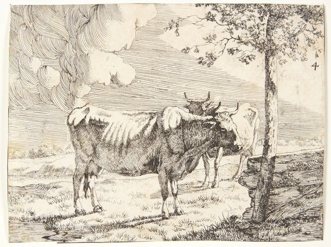 To Staende Koer by Marcus de Bye - Canvas Print