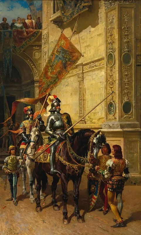 To The Joust by Cesare Auguste Detti - Canvas Print