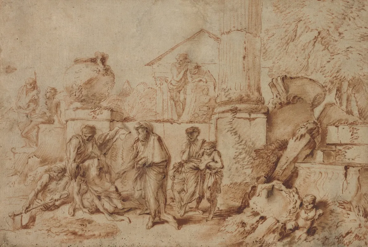 Tobit Burying The Dead by Giovanni Benedetto Castiglione - Canvas Print