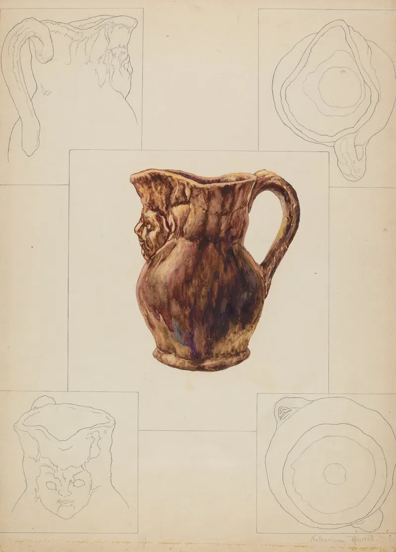 Toby Pottery Jug by Katharine Merrill - Canvas Print