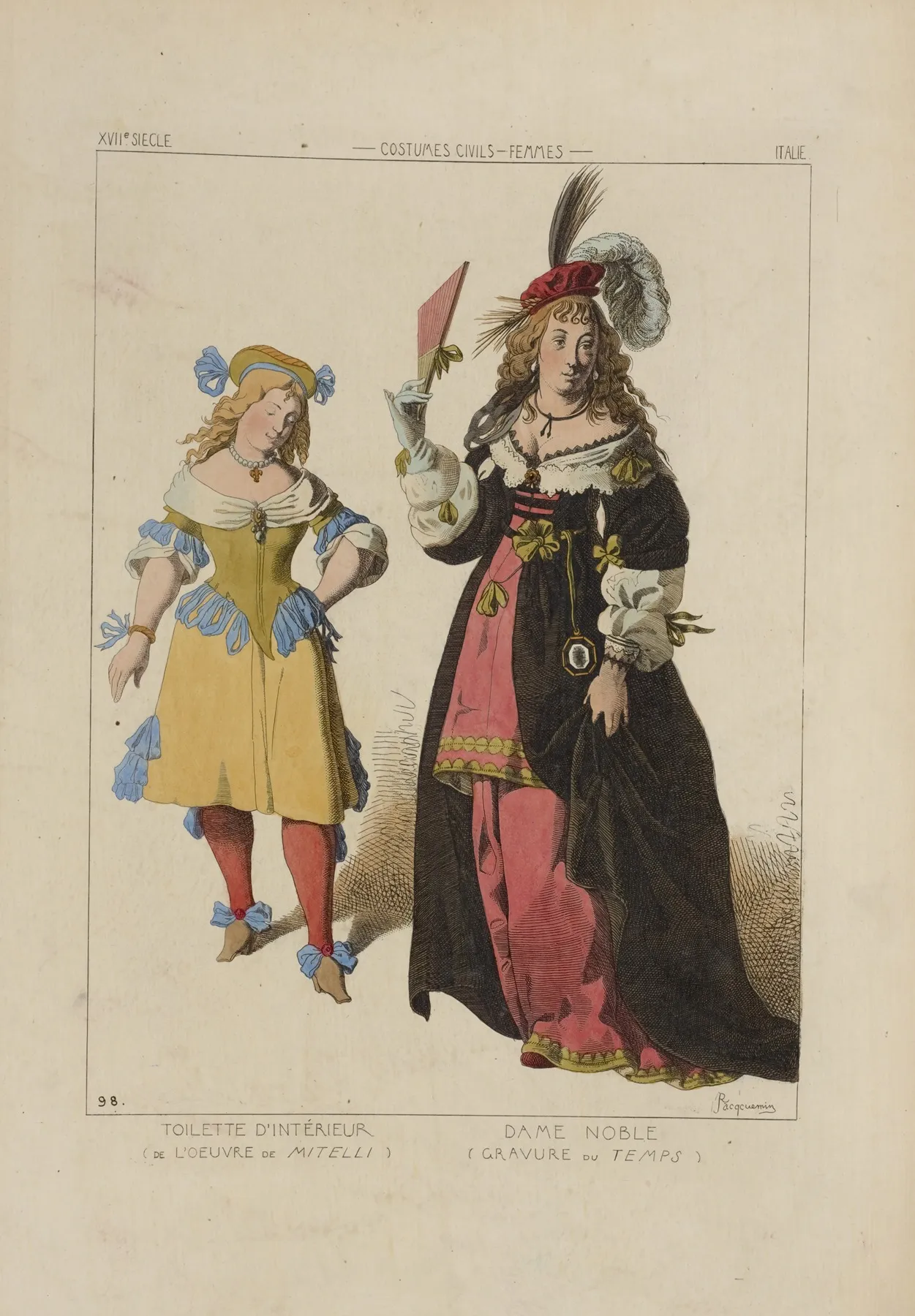 Toilette Dinterieur De Loeuvre De Mitelli Dame Noble Gravure Du Temps Xviie Siecle Costumes Civils Femmes Italie