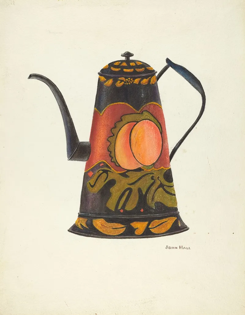 Toleware Coffee Pot 10 by John Hall - Canvas Print