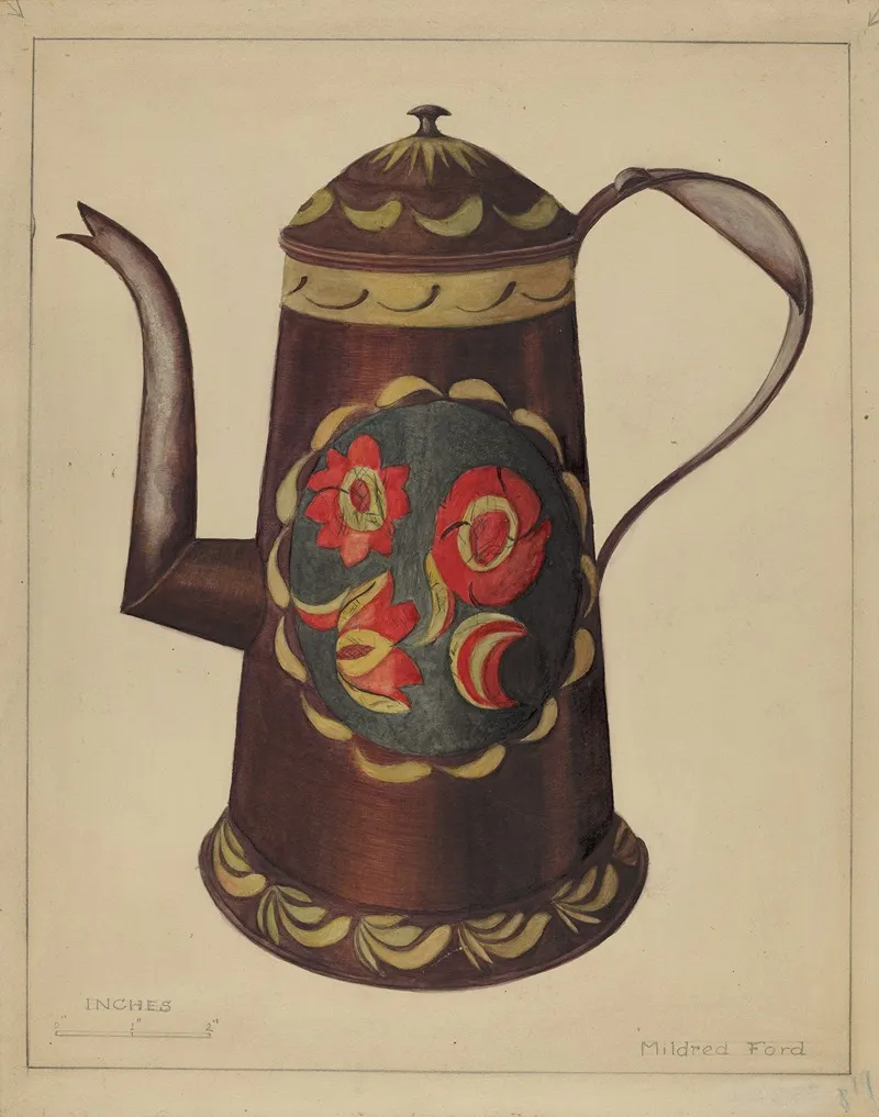 Toleware Coffee Pot 14
