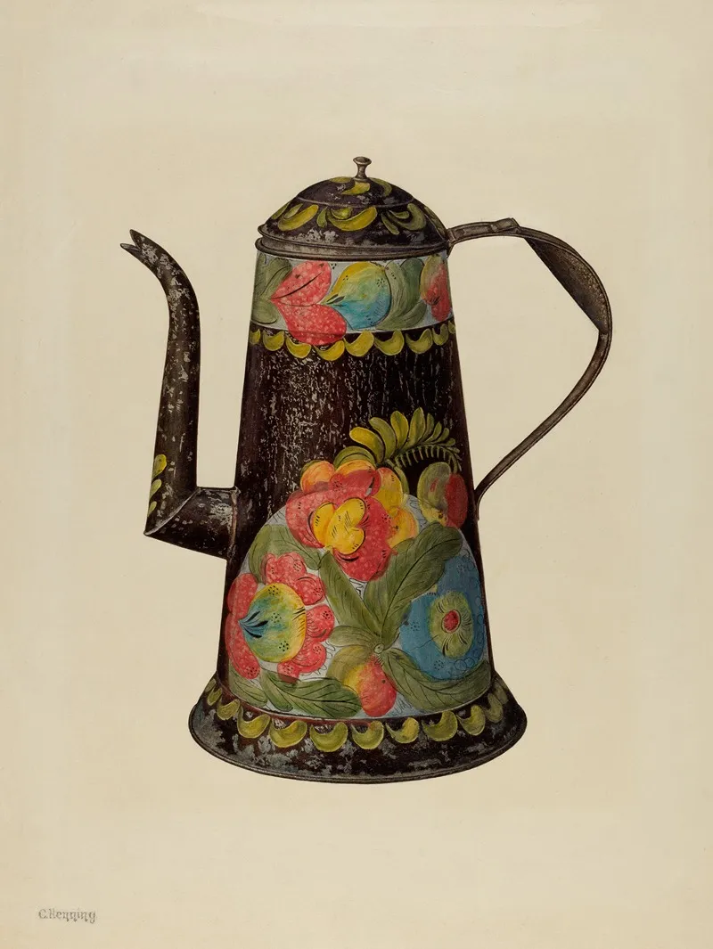 Toleware Coffee Pot 5 by Charles Henning - Canvas Print