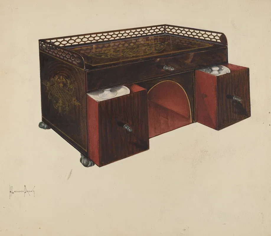 Toleware Ink Stand by H. Langden Brown - Canvas Print