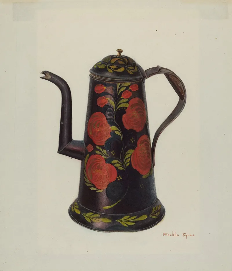 Toleware Teapot 2 by Franklyn Syres - Canvas Print