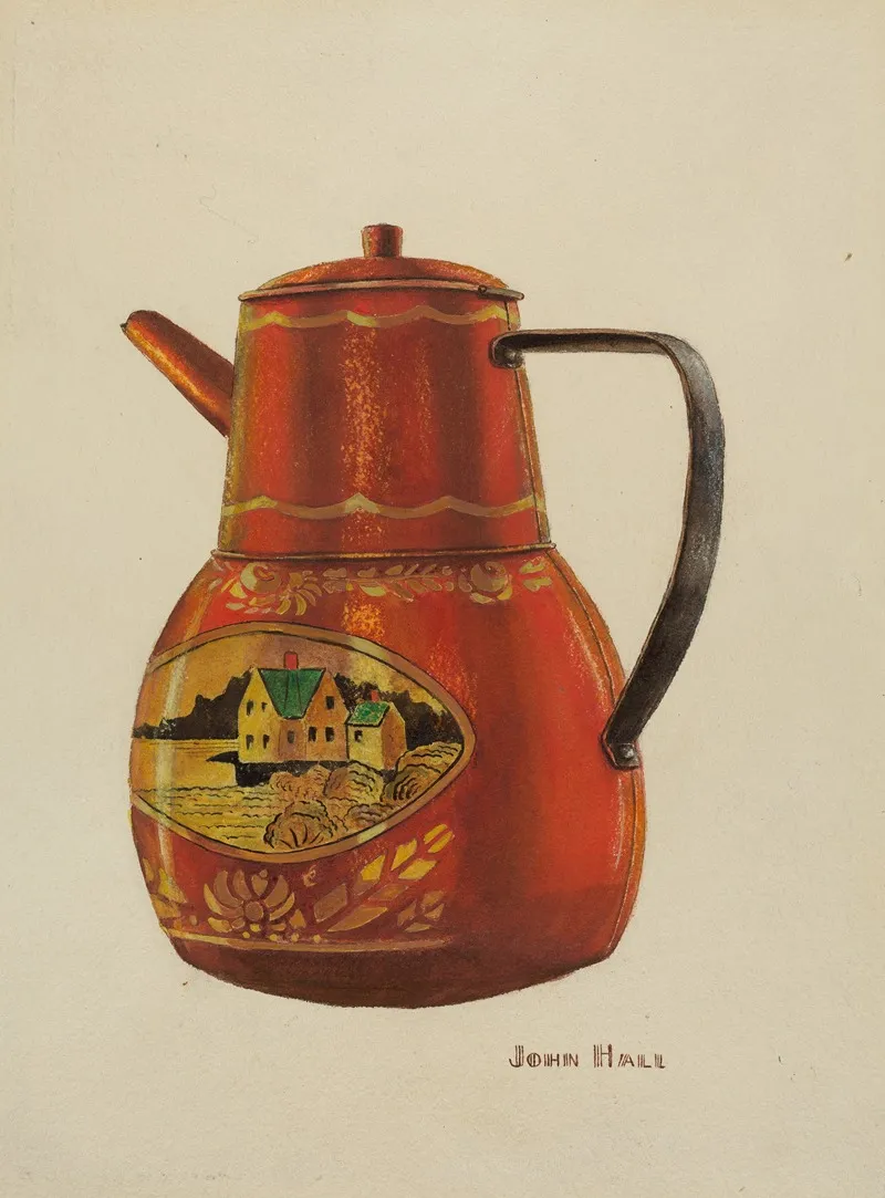 Toleware Teapot 5 by John Hall - Canvas Print