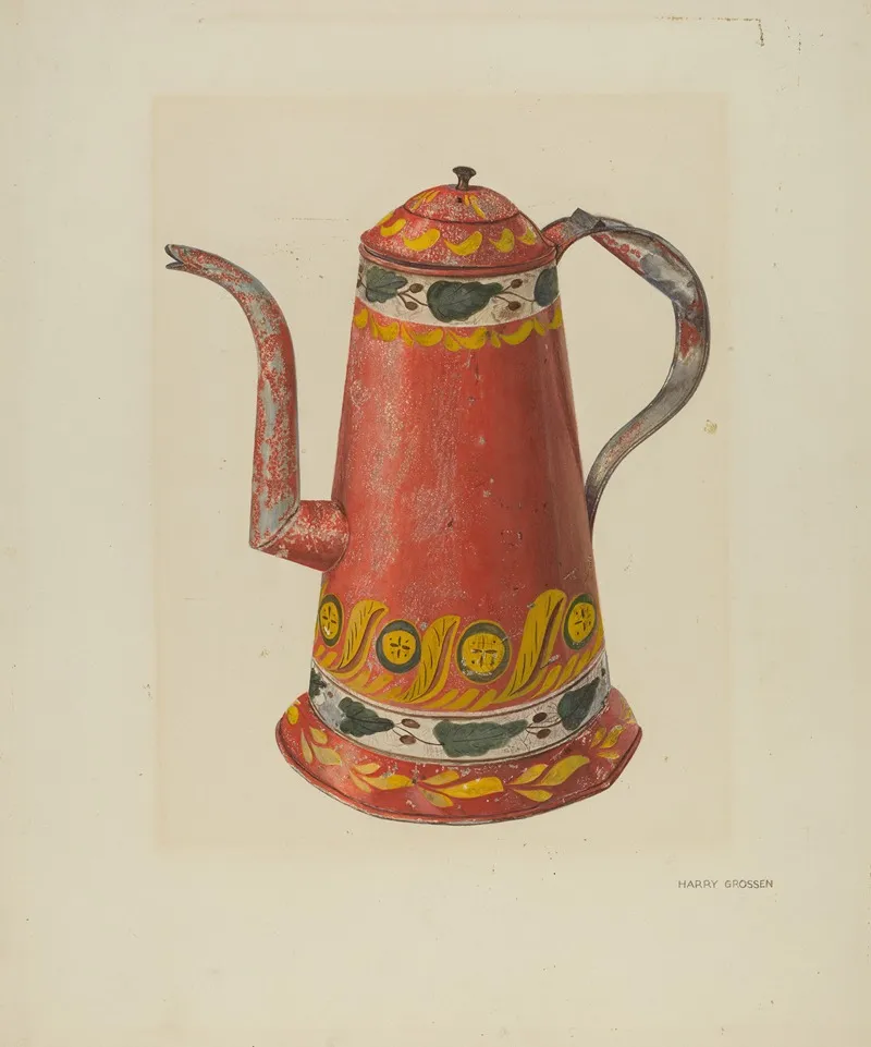 Toleware Tin Coffee Pot 2 by Harry Grossen - Canvas Print
