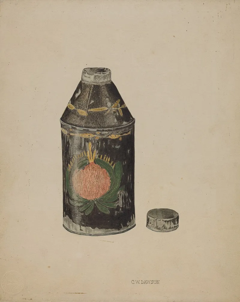 Toleware Tin Tea Caddy by Clarence W. Dawson - Canvas Print