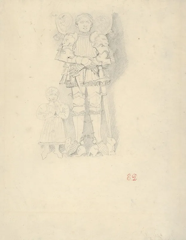 Tomb Effigies A Man In A Suit Of Armor Beside A Child