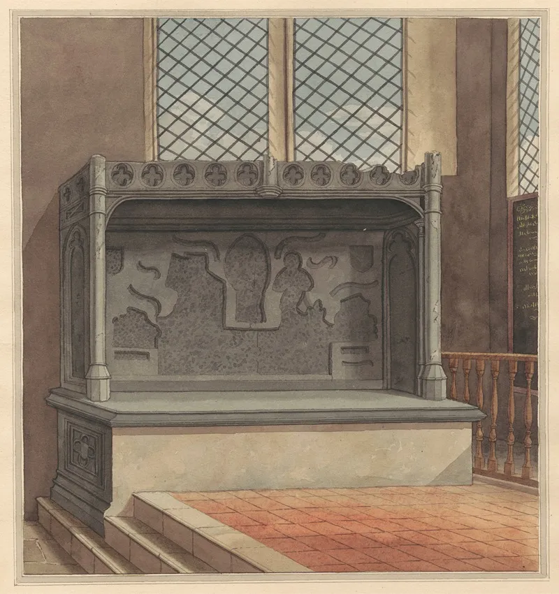 Tomb Of Thomas Windsor 1486 With Brass Plates Removed From Stanwell Church by Daniel Lysons - Canvas Print