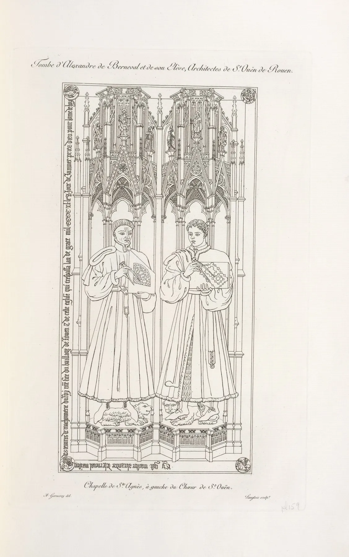 Tombe Dalexandre De Berneval Et De Son Eleve Architectes De St Ouen De Rouen Chapelle De Ste Agnes A Gauche Du Choeur De St Ouen