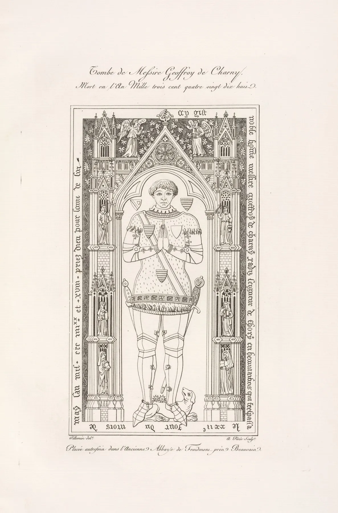 Tombe De Messire Geoffroy De Charney by Nicolas Xavier Willemin - Canvas Print