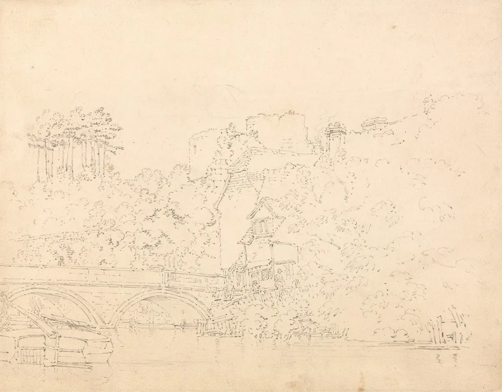 Tonbridge Bridge And Castle Kent by Thomas Girtin - Canvas Print