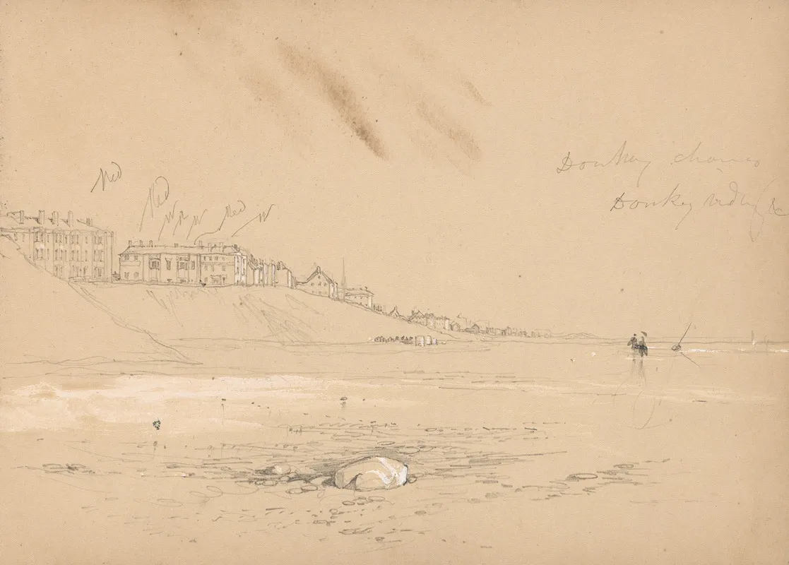 Topographical Sketch Of A Seaside Town With Buildings And Beach